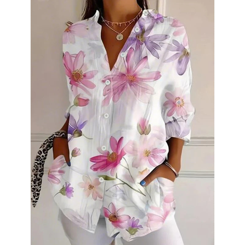 2025 Summer New Arrivals Women's Long-sleeve Shirts Trendy Long-length Shirts with 3D Printed Patterns
