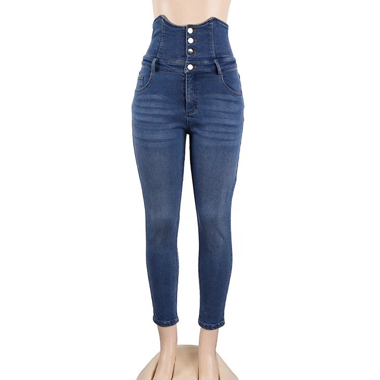 Custom Women Mid Waist Straight Denim Jeans Breathable Casual Comfortable Elastic Vintage Wash 100% Cotton Pants Wholesale
