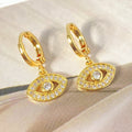 Women Earrings Wholesale Foxi Ready to Ship Fashion Jewelry Zircon Dangle Turkish Evil Eye Hoop Earrings