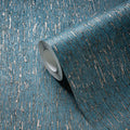 Germany Made Modern Damask Stone Look Blue Petrol Silver Metallic Non Woven Vinyl Wallpaper Abrasion-Resistant Light Resistant