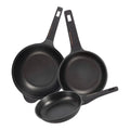 Bergner Set of 2 Frying Pans 20/24cm + Wok 30cm in Cast Aluminum Copper Black