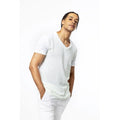 Men's Solid Fluorescent Green Linen Slim Fit Casual White Base Classic O-Neck T-Shirt