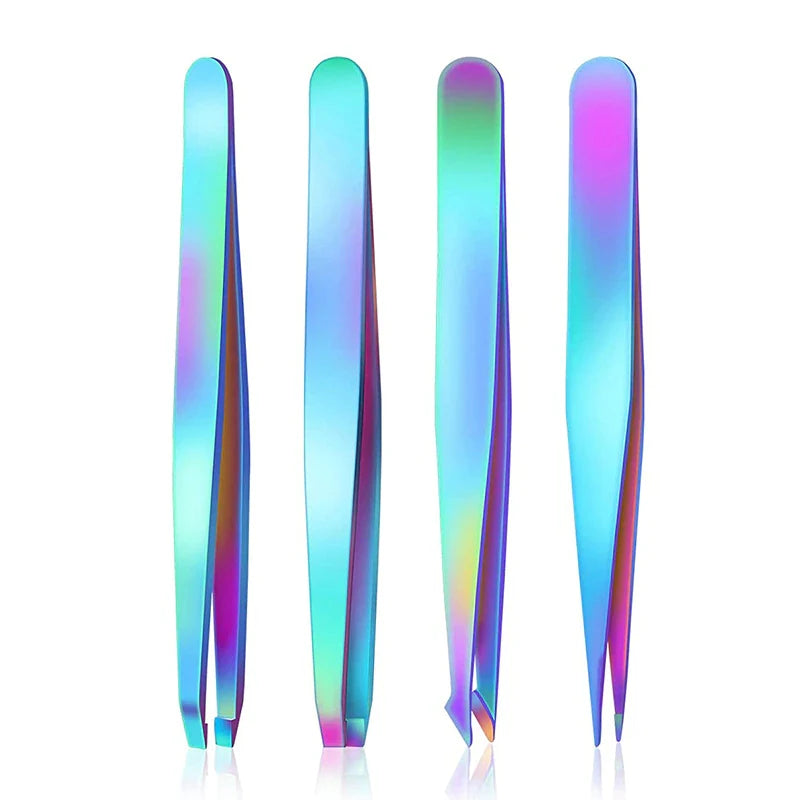 High Quality Stainless Steel Beauty Care Makeup Tool Colorful Eyebrow Tweezers with Pointed Tip for Eyelash Clip & Hair Remover