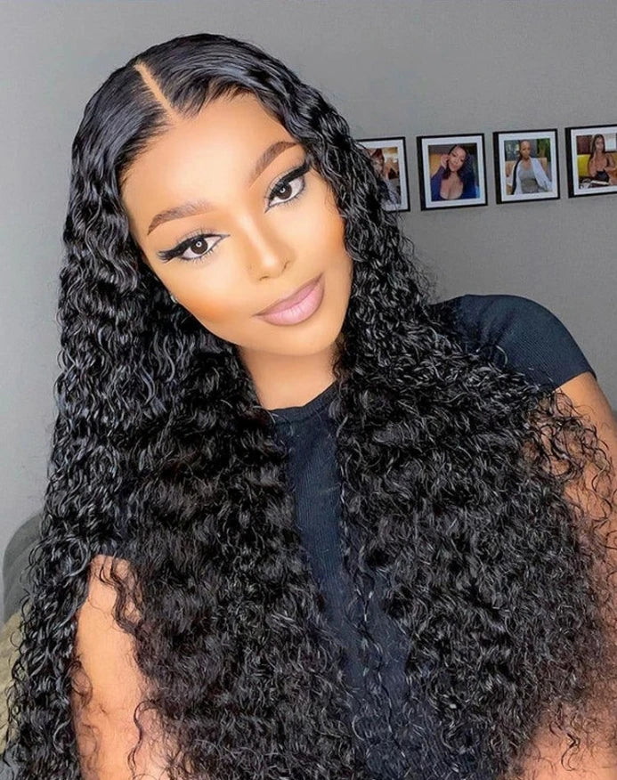 Megalook Human Hair Wig 5*6 Deep Wave Transparent Lace Wig Human Hair Full Hand Tied Straight Wig for Black Women