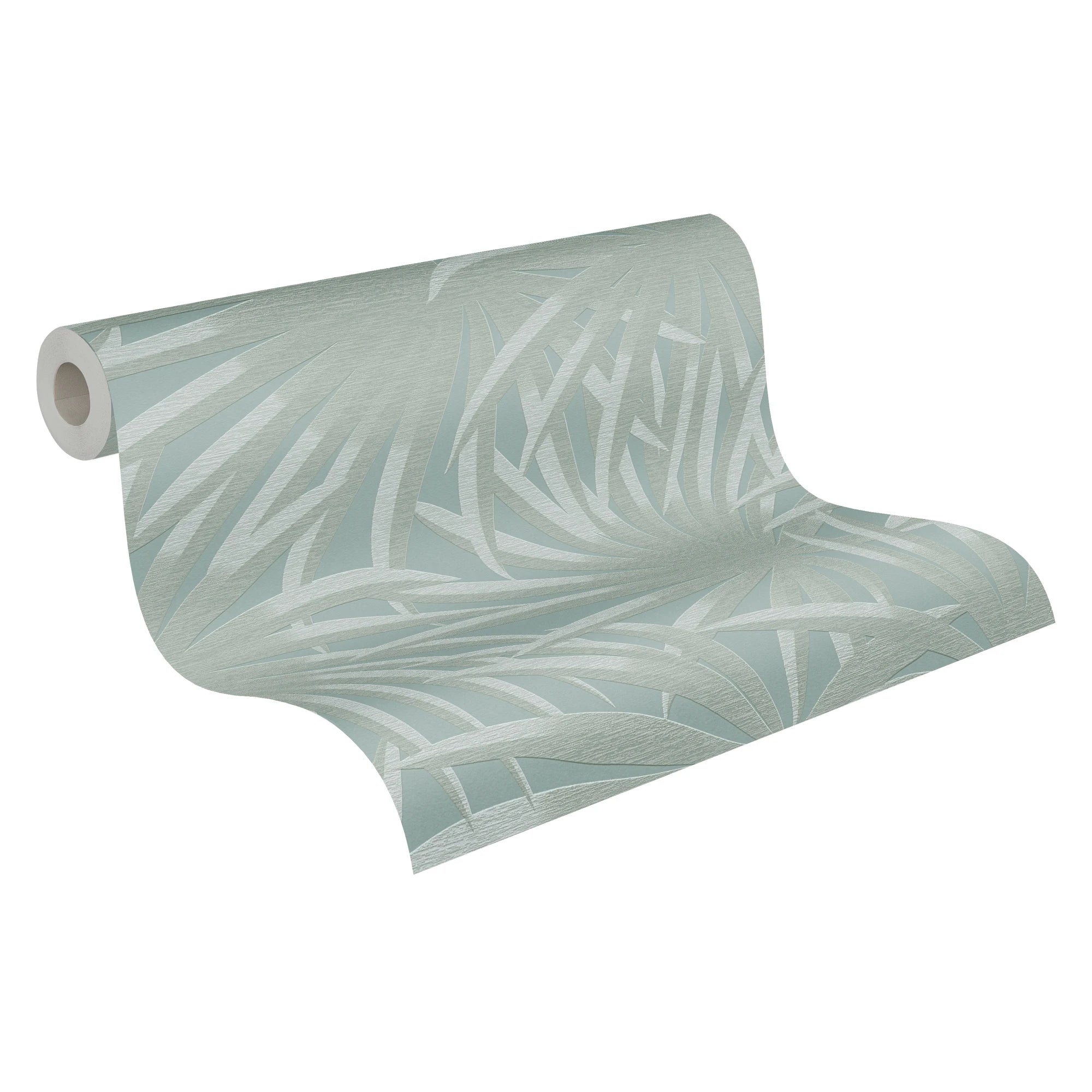 Made in Germany - Wallpaper rolls Palm Leaves Blue Mint - Non Woven Vinyl - Modern Wallpaper Leaves for Walls - 1005 x 053 m