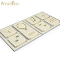 WYP Beige Microfiber Jewelry Display Set Jewelry Display Jewelry Stand Display for Necklace Earring Bracelet  Ring