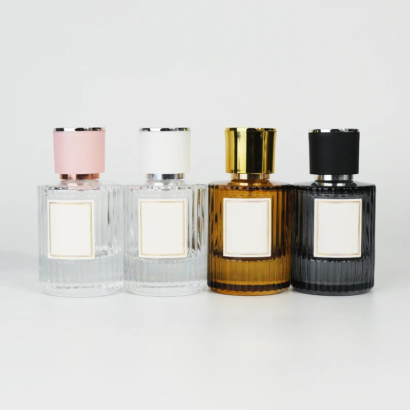 Luxury 50ml Custom Empty Perfume Bottles Round Colorful Refillable Glass Perfume Bottle With Pump