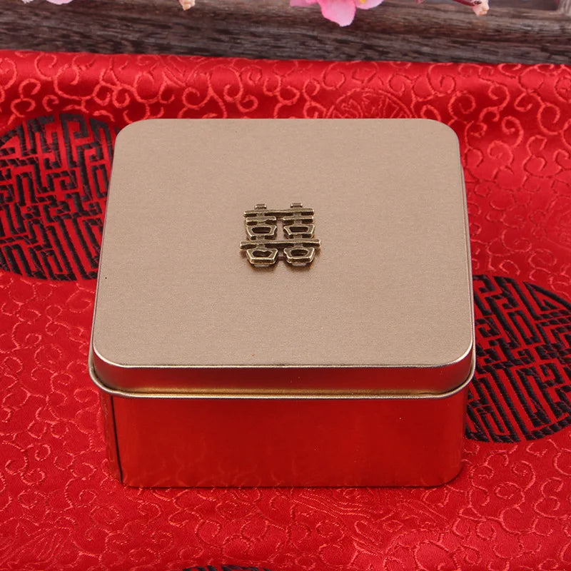 JUXINDA Hot selling Chinese-style Wedding Candy Tin Boxes Chinese-style Candy Gift Boxes Wedding Empty Boxes
