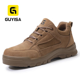 GUYISA Khaki Color Faux Suede Upper European Standard Steel Toe Sole New Style Security Boots