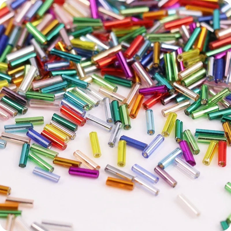 10g / Pack 2*4mm 2*6mm 2*9mm Silver Lined Gold Bugle Beads for Dresses Jewelry Bag Making MegaBDM
