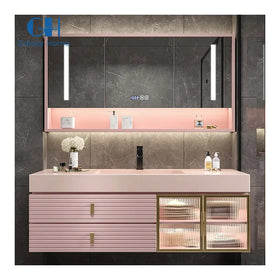 American Style Solid Wood Plywood Vanity Cabinet LED Mirror Soft-Close Doors Water-Resistant Finish Modern Design 3-Year