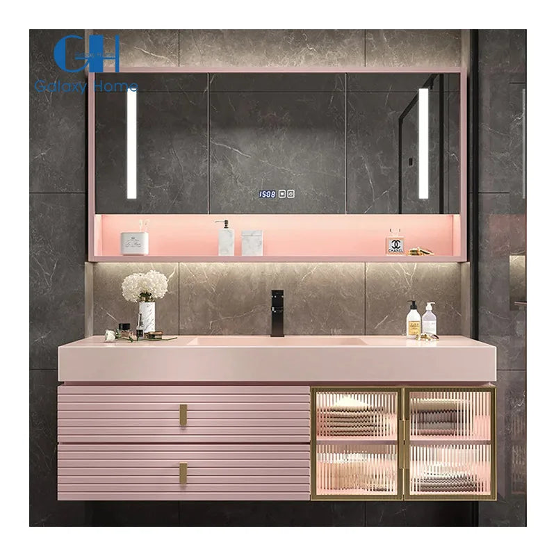 American Style Solid Wood Plywood Vanity Cabinet LED Mirror Soft-Close Doors Water-Resistant Finish Modern Design 3-Year