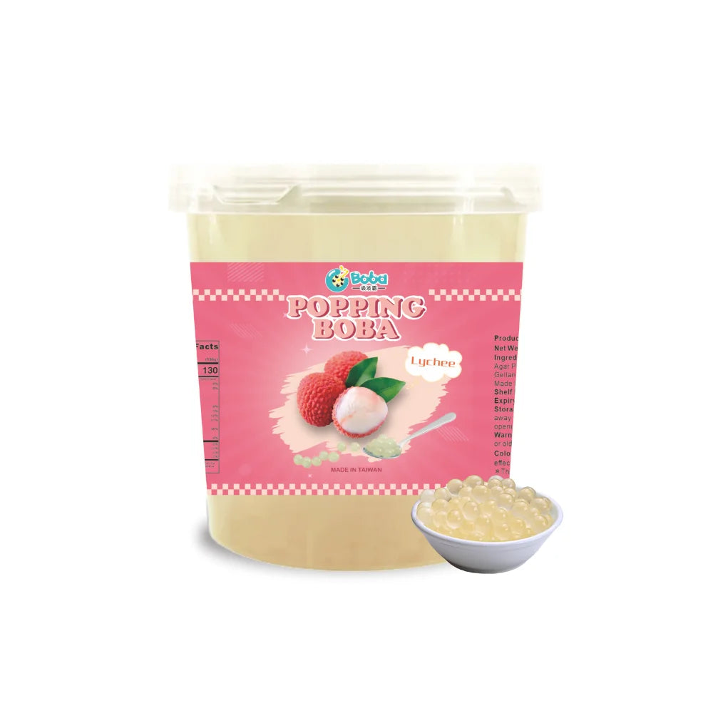 KEIFU Lychee Popping Boba Pearl Juice Ball 3.2kg Instant Bursting Bubble Tea Drink Topping Bottle OEM/ODM HALAL/HACCP Certified