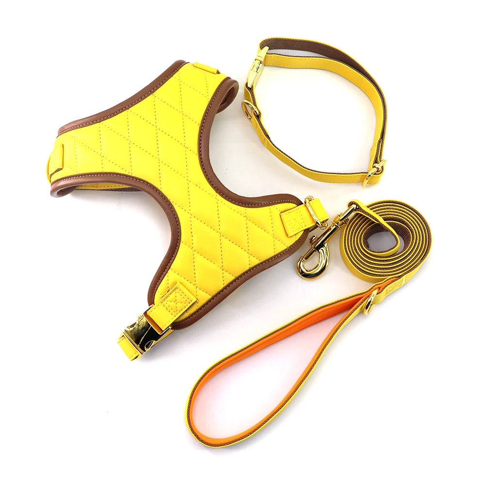 2024 Custom Dog Leather Dog Collar and Leash Set Ruffwear Luxury Private Label Adjustable Step in Leather Dog Harness