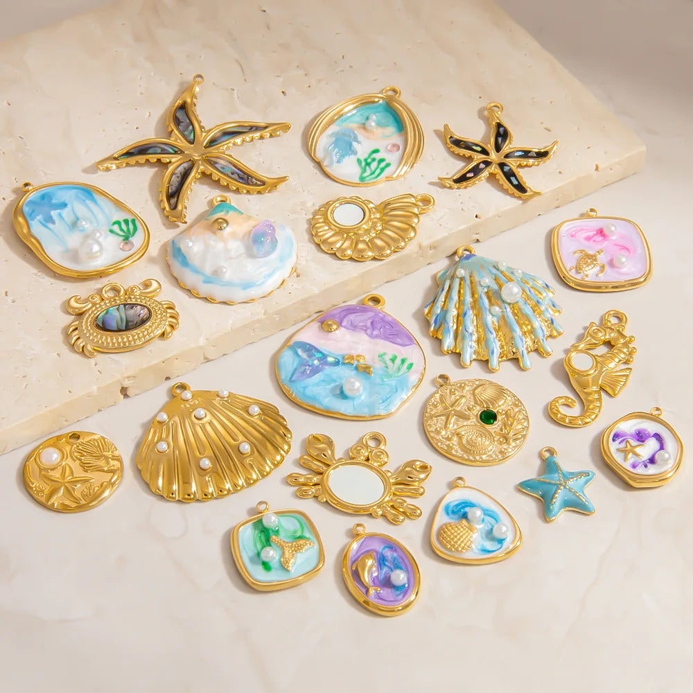 Fashion Jewelry Accessories Waterproof Summer Charms 18K Gold Plated Pendant for Jewelry Making MegaBDM