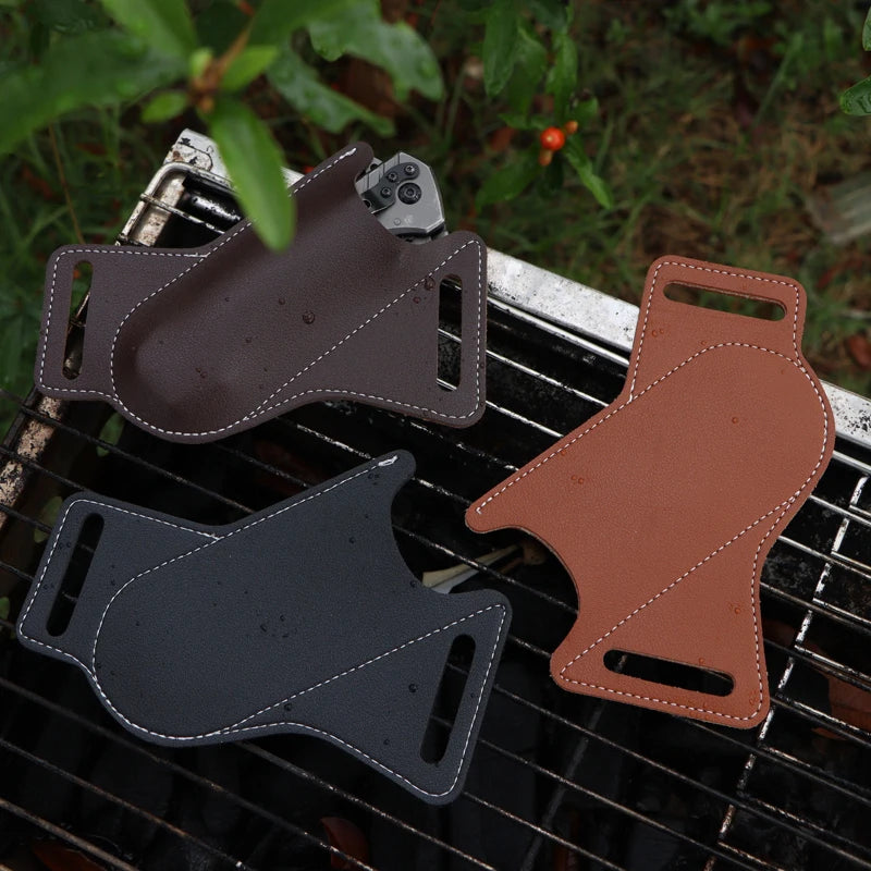 Multi-Functional PU Leather Tool Knife Cover Durable Camping Knife Waist Bag for Hikers Hunters Portable Outdoor Knife Accessory