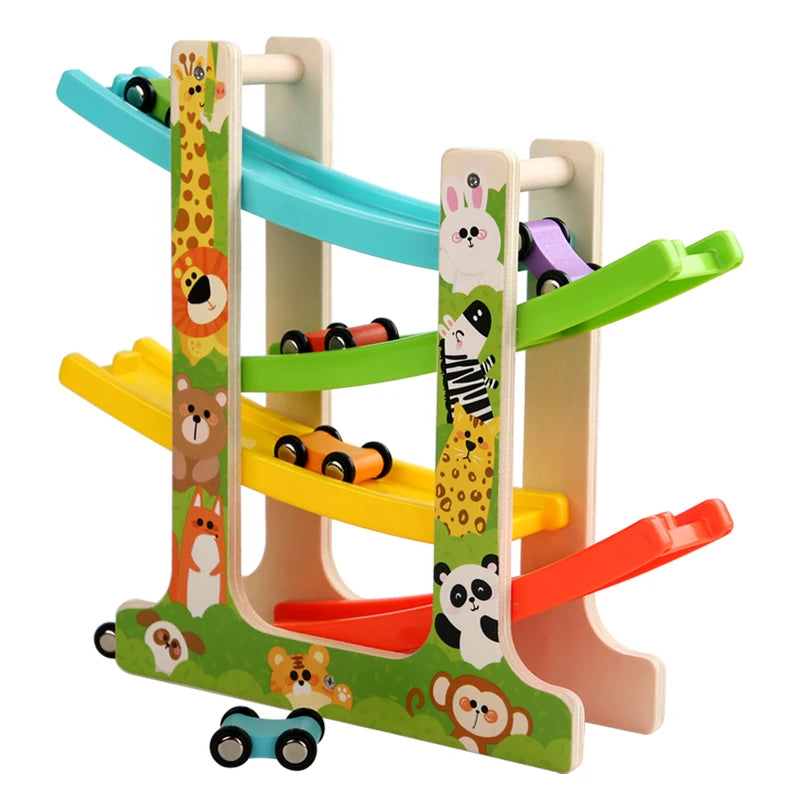 Colorful Montessori Racing Car Educational Toys Early Education Toys Wooden Race Track Car Toy