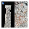 YX917 Heavy Embroidery 3D Rose Flowers Water-Soluble Lace Fabric Wedding White Eyelash Lace Fabric With 3D Pearl Sequins