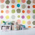 Made in Germany Photo Wallpaper Murals Dots Circle Pink Yellow Non Woven Vinyl Graphic Wall Mural for Hotel Bulk - 159 x 280 m