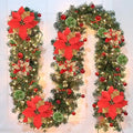 2.7m Green Christmas LED Garland PVC Artificial Xmas Tree Banner & Wreath Decorative for Holiday Home Decor MegaBDM