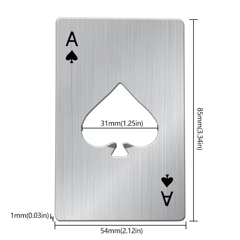 Thickened 1.4mm Creative Poker Shaped Bottle Can Opener Stainless Steel Bar Restaurant Beer Metal Opening Tool