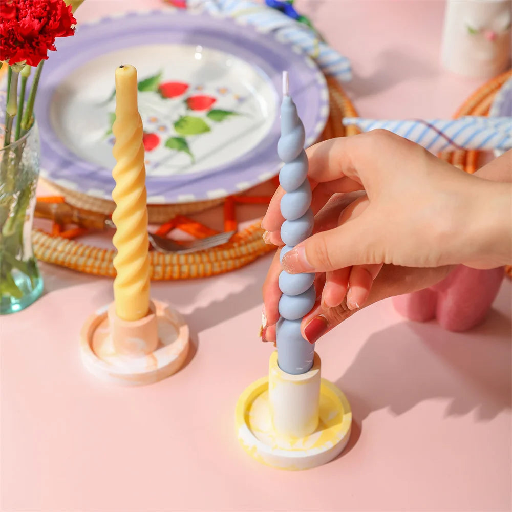 Nicole Handmade Eco-Friendly Silicone Candlestick Holder Molds for Concrete Cement Home Decoration Microwave & Dishwasher Safe