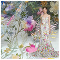 YX1265 Competitive Prices Embroidered Textile Tulle Fabrics Poly Multi-Color Candy Hand Embroidery 3D Flower Dress Fabric MegaBDM