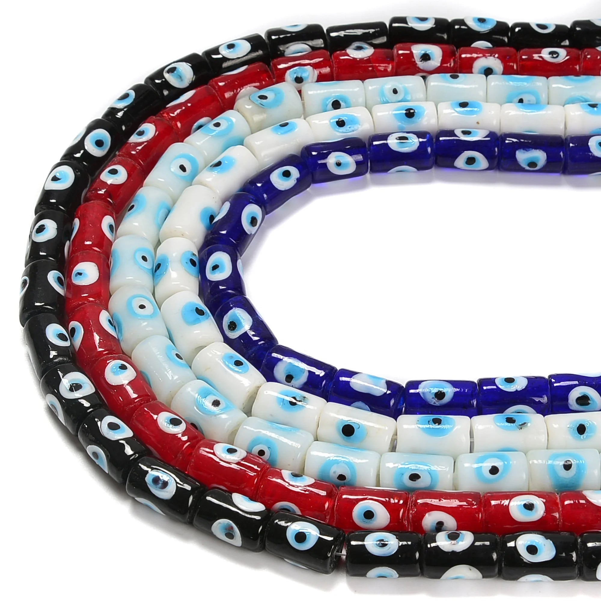 Wholesale Mix Colors Evil Eye 6mm 8mm 10mm Round Tube Glass Beads for Jewelry Making Bracelet Diy Decor
