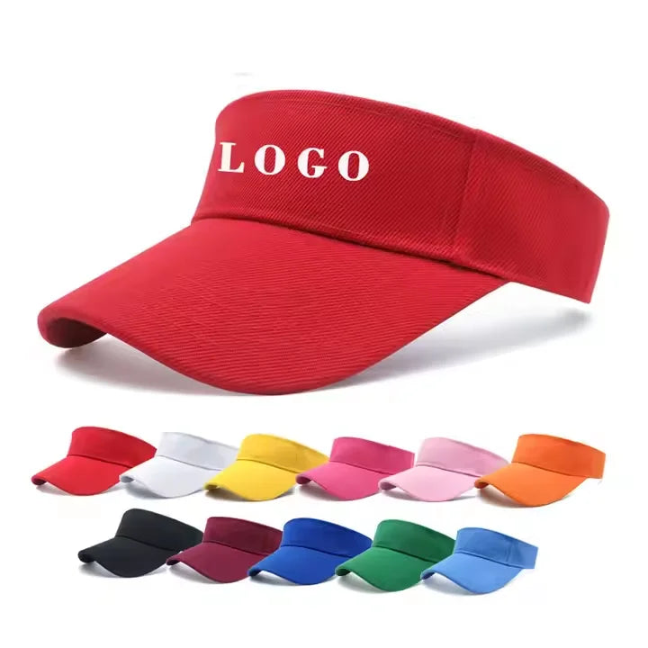 Summer Outdoor Sun Protection Visor Hats-Adults 8cm Brim-Custom Logo Digital Printing Gold Copper Buckle for Sports Team