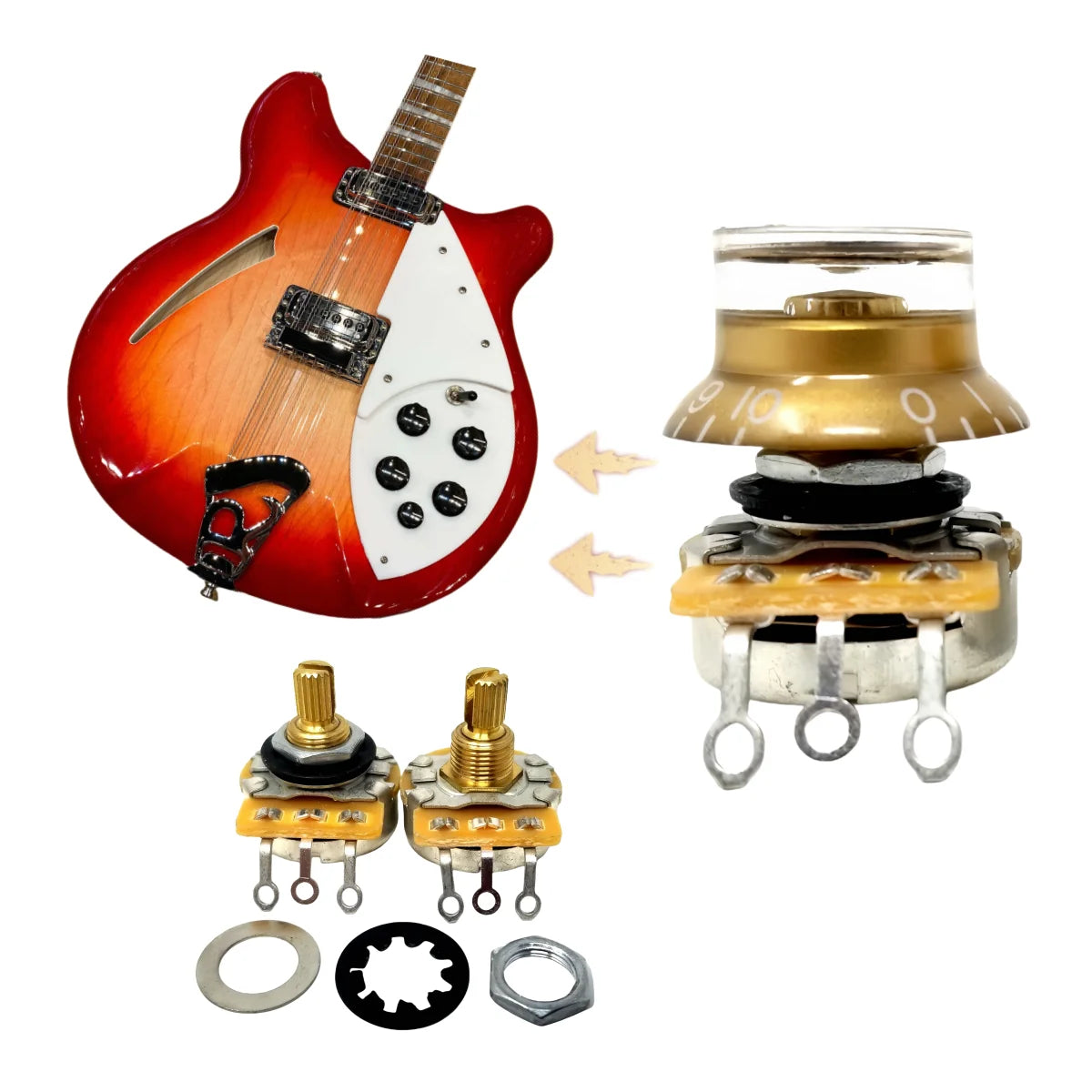 Terwin CTS 500K Pot 500K Potentiometer Guitar Potentiometer for Volume and Tone Short Split Shaft Audio Taper Pots