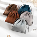 MU Wholesale Small Black Recyclable Velvet Bags Soft Flannel Drawstring Bag for Jewelry Earrings