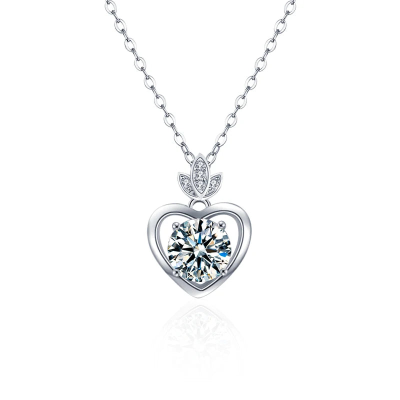 XMZ076 Fashion 925 Sterling Silver CZ 1Ct Moissanite  Love Heart Pendant Necklace Women Wedding Engagement Fine Jewelry Gift