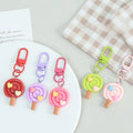 Food Candy Keychain Lovely Rainbow Lollipop Key Chain Polymer Clay Ornaments Bag Pendant Resin Keyring Acrylic Lollipop Keychain