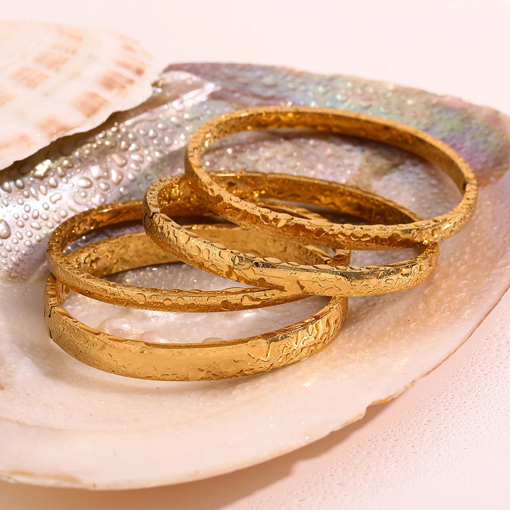 Minimalist Stainless Steel Bangle 18K/24K Gold Plated Bracelet for Women
