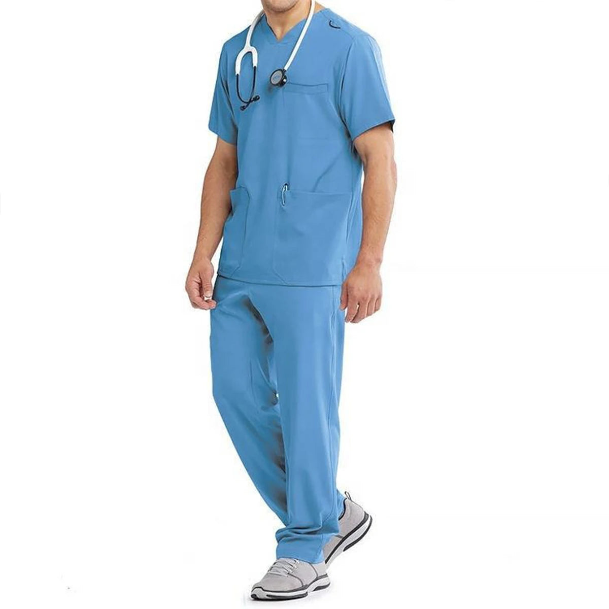 3 Pocket Black and Blue Dental Scrubs Suit Spandex Soft Fine Raw Material Hospital Operating Room Nurse Uniforms Male Use