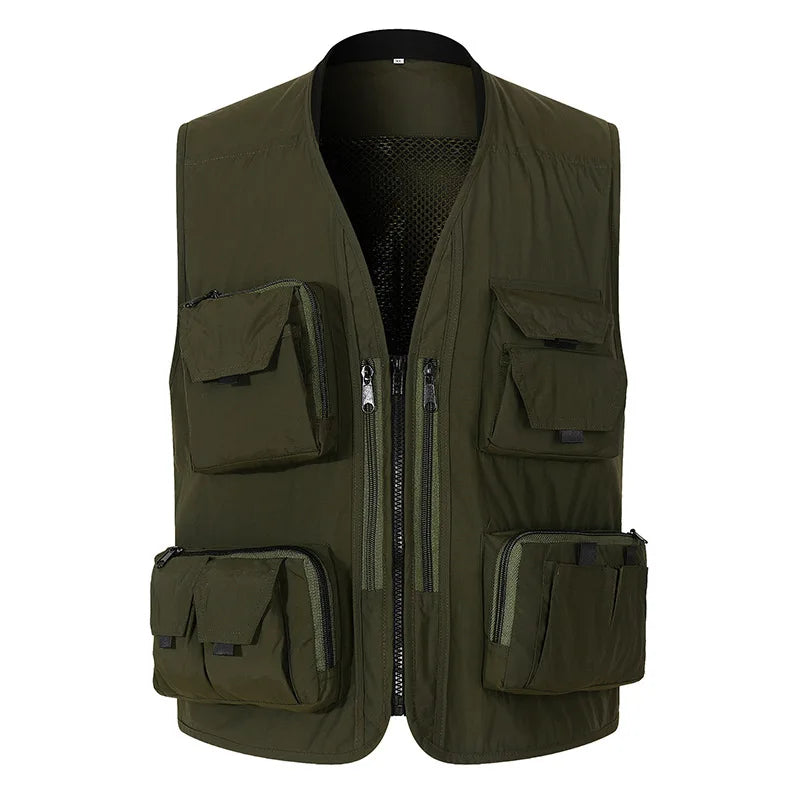 Zipper Pocket Utility Formal Vest Custom Outdoor Summer Breathable V-neck Men's Outer Wear Hunting Fisherman Waistcoat