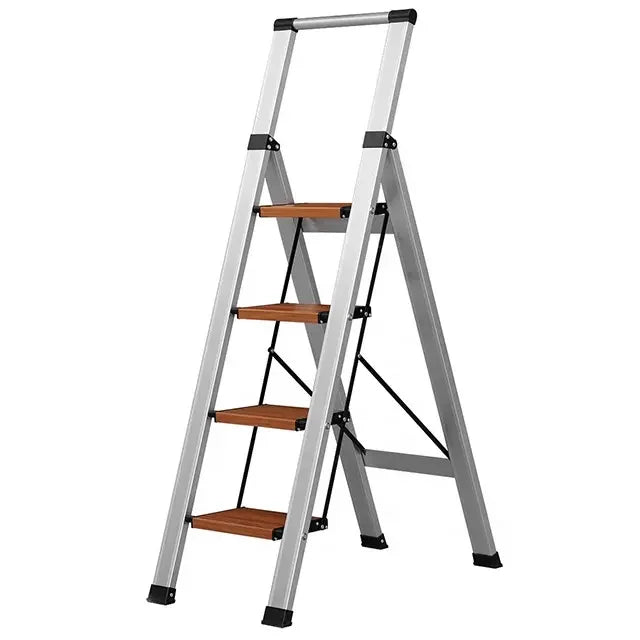Aluminum Alloy 4-Step Folding Ladder with 150kg Load Capacity Lightweight 4.5kg Portable Apartment Use Telescopic Design
