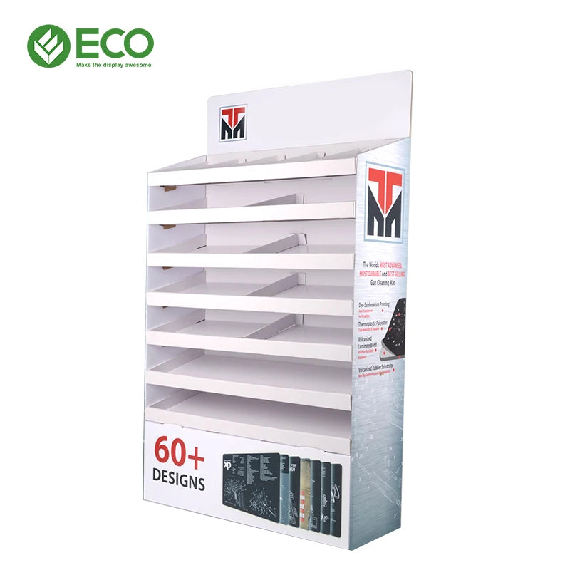 Custom ECO DISPLAY FD-004 Promotional Garment Retail Merchandise Display Racks Corrugated Cardboard Floor Display Stand