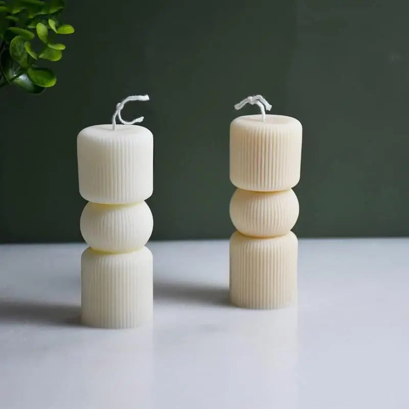 Small Cylindrical Ribbed Columnar Decorative Striped Silicone Mold Suitable for Aromatherapy Candle Handmade Soap Making