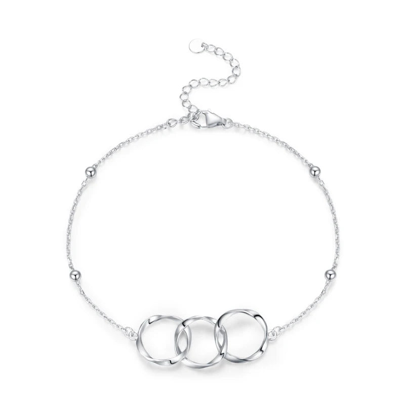 SL1660 S925 Sterling Silver Simple Joker Geometric Design Bracelet Women Ins Niche Design Elegant Silver Hand Gifts