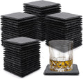 Natural Slate Coasters Set Reusable Square Rock Cup Mat Non-Slip Pads for Cold or Hot Beverages