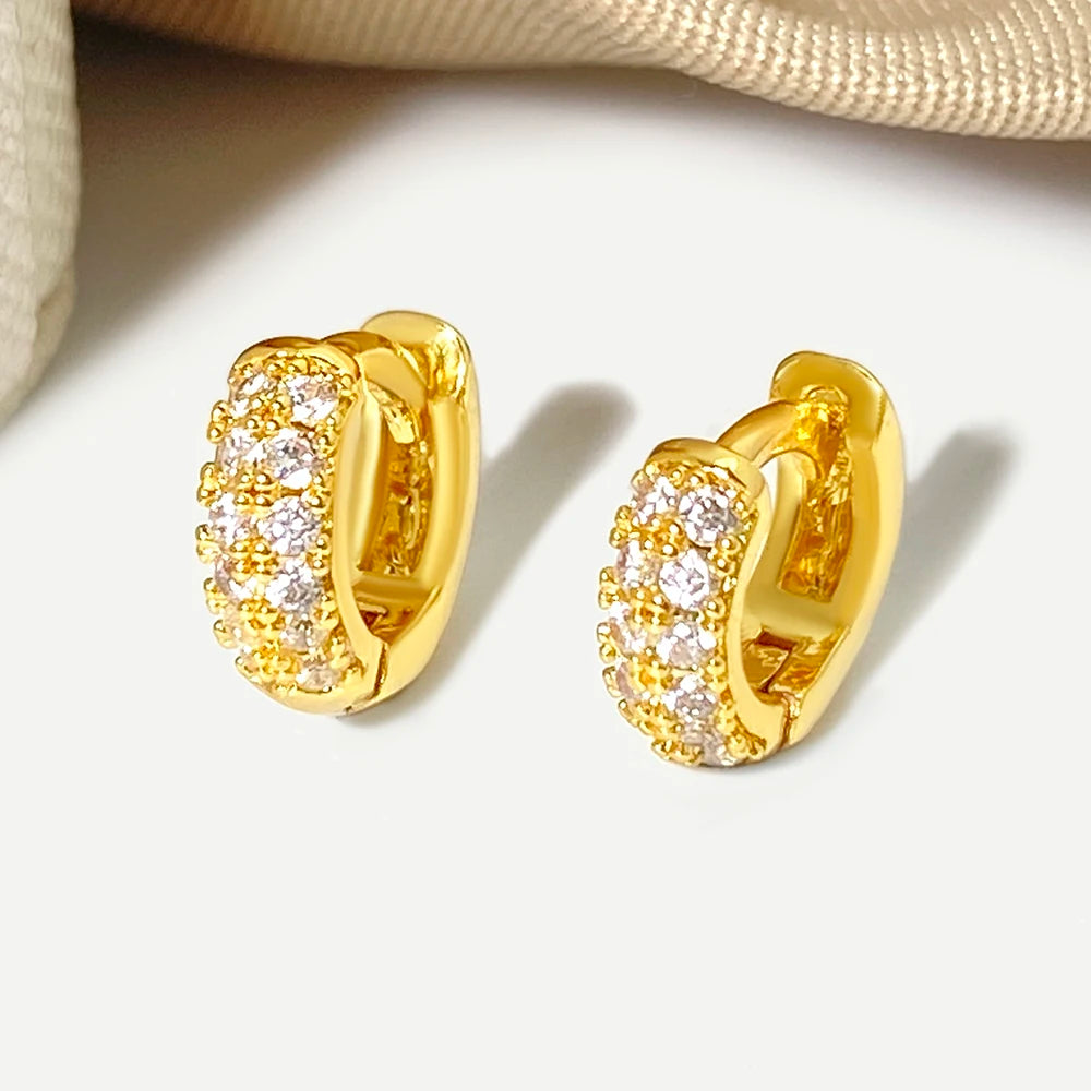 Wholesale for Foxi Small Size 9MM Huggie Earrings Handmade Gold Plated Brass Jewelry Zircon Geometric Trendy Design for Women's