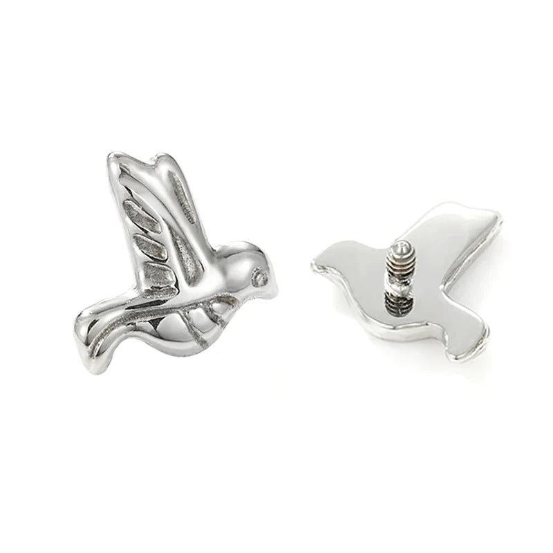 Wholesale F136 Titanium Carving Earring Gold Plated Fine Carving Animals and Birds Claw Setting Helix Tragus Labret Piercing