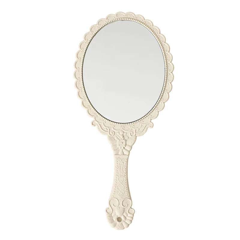 Skylark Retro European Lightweight Handheld Plastic Mirror-Large Single-Sided Oval Portable Multi-Use Makeup Mirror for