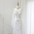 Jancember SZ014 Elegant White Slim Sequins Mermaid Prom Dresses for Girls