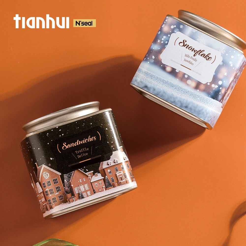 Tianhui Reusable Multi-Purpose Airtight Square Composite Cans for Christmas Cookies Biscuit Storage Box