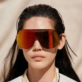 2025 Custom Logo Fashion Men Rimless One Piece Lens Sun Glasses UV400 Y2k Oversized Metal Sunglasses Women