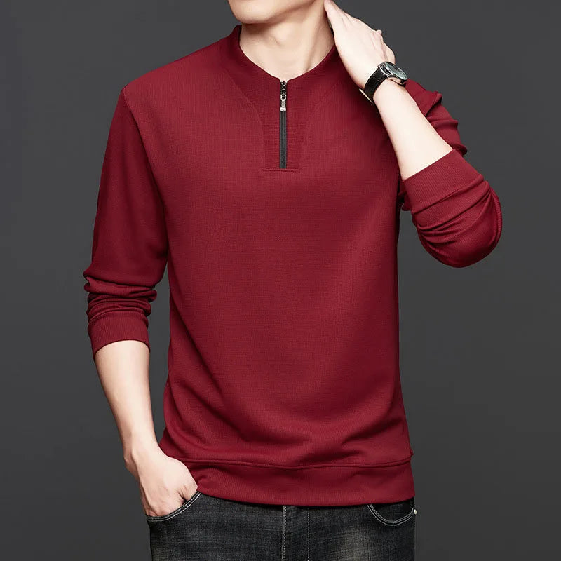 Oem customized spring men's new half zipper neck sweatshirt men's pullover top fashion casual all match long sleeve top MegaBDM