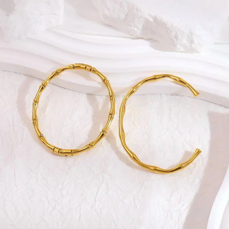 Simple Waterproof Jewelry Gold Plated Twisted Cuff Bangles Minimalist 18K Gold Plated Color Wave Shape Geometric Cuff Bangles