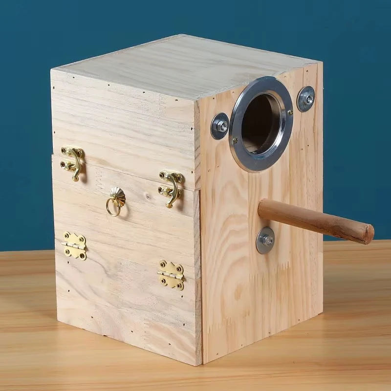 Warm Bird Breeding Boxes Pine Wood Budgie Breeding Boxes Hanging Reptile Mealworm Breeding Boxes